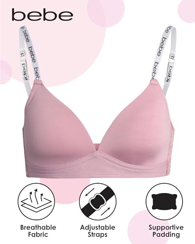 bebe Girls' Training Bra - 4 Pack Soft Microfiber Molded Bra (A Cup/B Cup)2