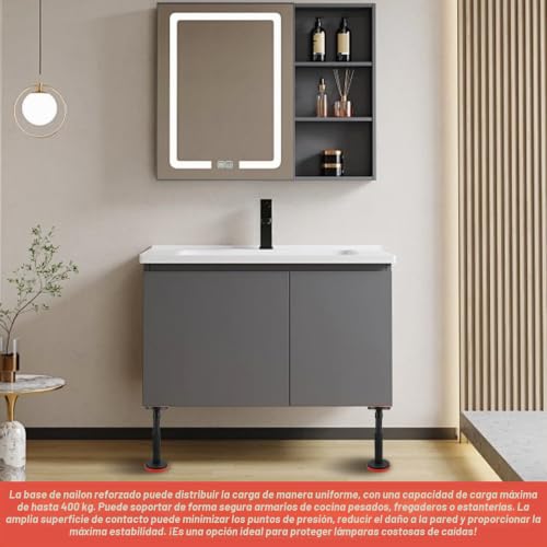 Miniatura 4 de Wiyety 2 Barras Telescópicas De Soporte Telescópico, Sistema De Soporte Ajustable De 18 A 45 Cm, Soporta Hasta 400 Kg De Soportes Telescópicos, Para Armario, Sofá, Armarios De Pared, Armarios De Baño