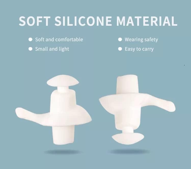 Image of Silicone Earplugs for Swimming Bathing and Sleeping, Professional Noise Reduction Reusable Silicone Swim Earplugs for Adult Swimmers Children Diving (2 Pair) (Black White)
