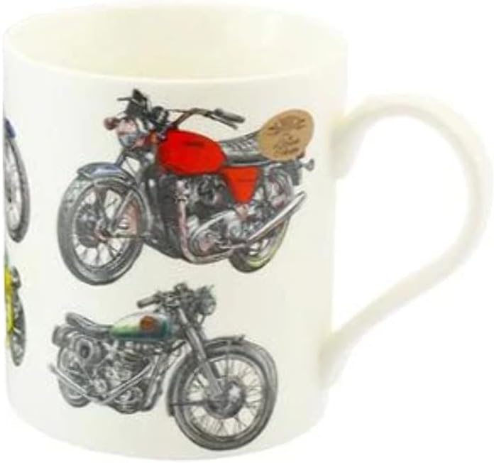 MugBug Classic Motorbikes Mug Gift Boxed, White