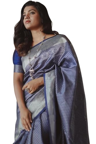 SGF11 Women's Kanjivaram Soft Silk Handloom Saree Golden Zari With Blouse Piece product image 11