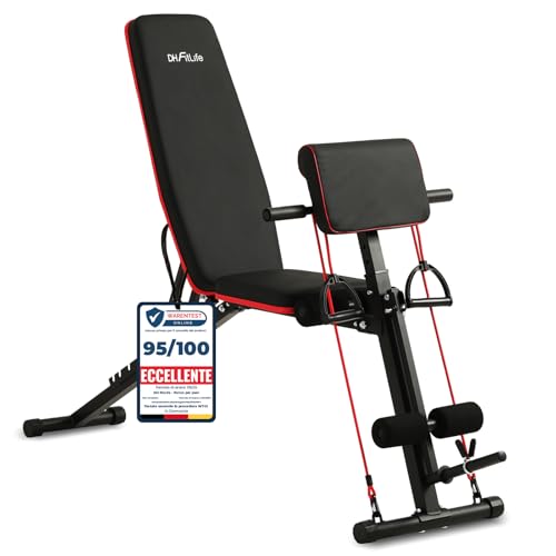 DH FitLife Panca pesi pieghevole con panca curl & estensore per gambe, Weight Bench for palestra...