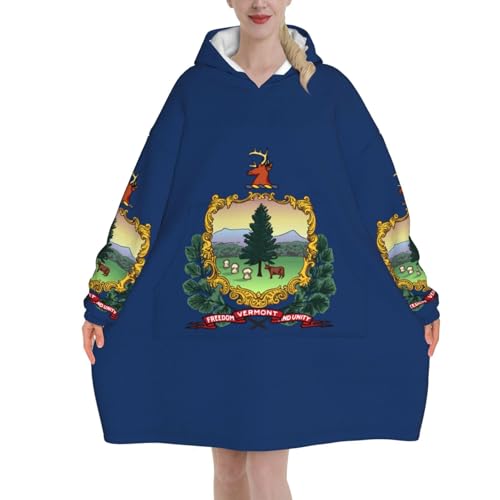 Couverture à capuche en flanelle avec manches couverture chaude imprimé Vermont