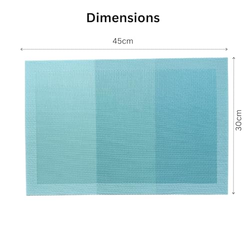 Image of Livmodern Premium PVC Dining Table Mats for 4 Seater| Woven PVC Mats | Heat Resistant & Anti Skid Placemats | Wipeable & Washable Set of 4-Ocean Waves