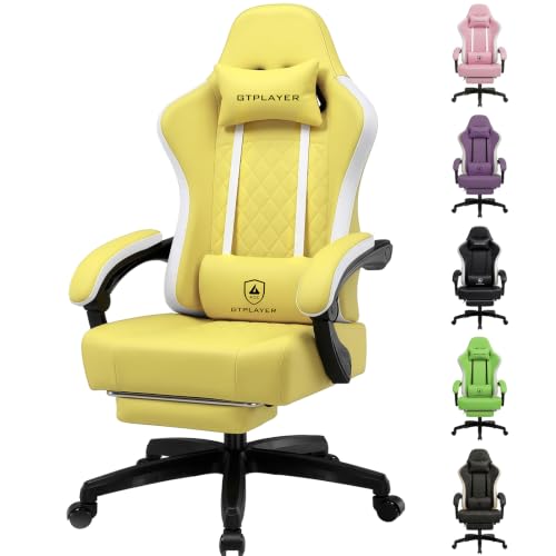 GTPLAYER Sedia da gaming, poltrona ergonomica da gaming, sedia da scrivania in similpelle, cuscino di seduta a molle, braccioli e poggiapiedi collegabili, portata massima 150 kg.