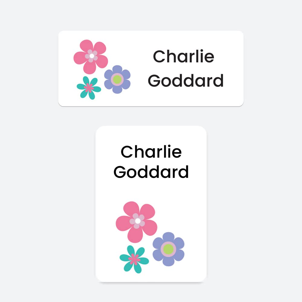 43 x No Iron Stick On Name Labels Waterproof Washable Great for Clothes, School Uniform, Equipment, Shoes and More. School, Nursery, Day Care, Hospital - Range of Designs Available (Daisy) — image 1