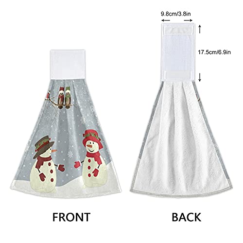 KOCOART Winter Snowman Owl Kitchen Towels - 2 Pack Absorbent Hand Towels With Hanging Loop - View #4