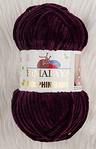 Dolphin Baby Super Bulky Yarn, 4x100 Gram (14.11 oz), 524 Yds, Purple, Polyester 100%, Machine Washable, Suitable for 6.5 (US 10.5) Knitting Needle or 4.5/US 7 Crochet Hook