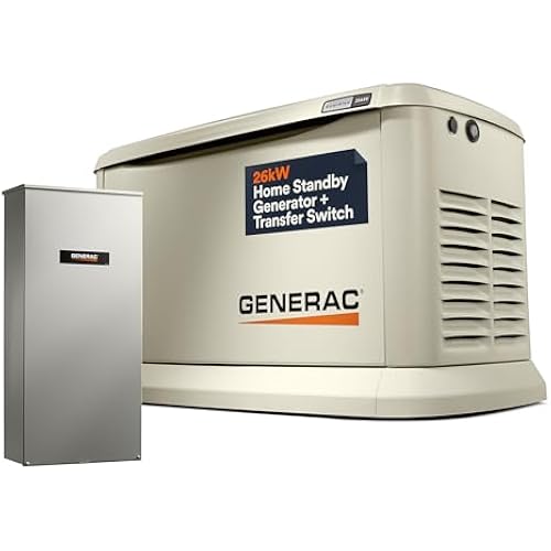 Generac Guardian 26kW Home Generator, Transfer Switch & WiFi Monitoring