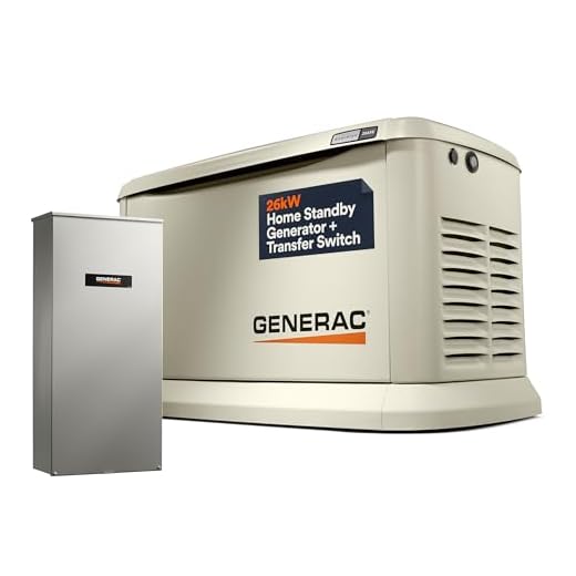 Generac Guardian 26kW Home Standby Generator with 200 Amp Transfer Switch - Automatic Whole House Backup Power for Storms, Emergencies, and Outages, WiFi Enabled, Runs on Natural Gas or Liquid Propane