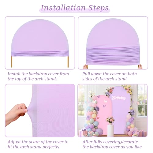 Image of Arch Backdrop Cover Set of 2(6ft /7.2ft) Double Color Wedding Arch Cover Spandex Fitted Arch Covers,Round Top Arch Backdrop Cover for Baby Shower Gender Reveal Boy or Girl Decoration (Pink&Blue)