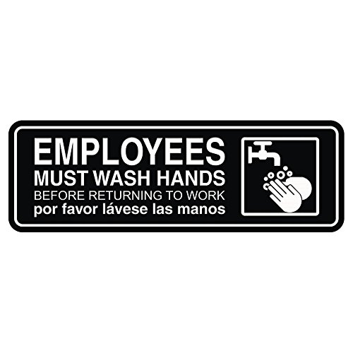 Standard Employees Must Wash Hands Door/Wall Sign - Black - Large