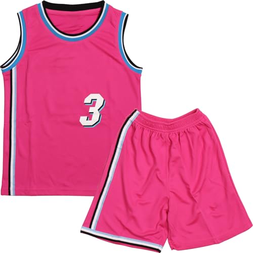 Image of DaceStar Kids Basketball Kit 2-Piece, Basketball Kits for Boys, Basketballs Sleeveless Tank Top and Shorts Set, Kids Basketballs Jersey for 4-14 Years Old (Pink, 8-10 years)
