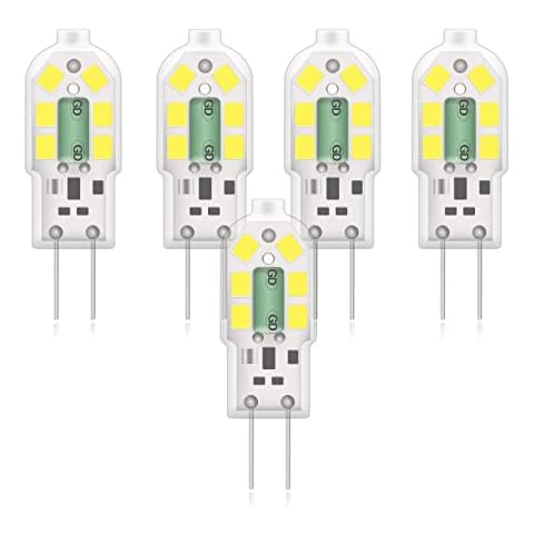 Phoenix-LED G4 Bulbs,2W Replace 10W-20W Halogen Bulbs,Flicker Free,Cool White 6500K,AC/DC12V,Non Dimmable,Energy Saving Light Bulbs,5 Pack Cover