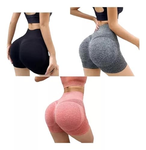 Kit 3 Shorts Feminino Empina Bumbum Fitness Para Treino Academia Yoga Corrida Verão Sem Costura Cint