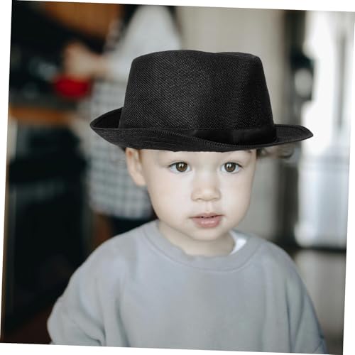 Boy Girl Fedora Hats for Performance Elegant Gentleman Style Lightweight Head Girth for Dance and Dress Up Boys Girls Fedora Hat Black4
