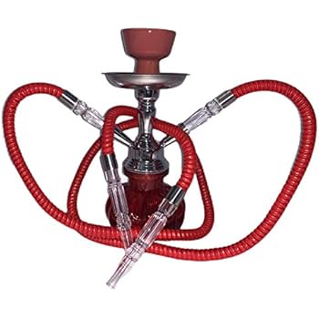 Hookah Pipe Badshah 12" Hookah 2 Hose Complete Set Mini Pumpkin (Red)