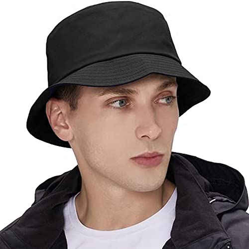 Waterproof Bucket Hat Sun Hats For Women Men Outdoor Travel Fishing Hiking Safari Boonie Floppy Rain Cap Packable Black #TOP5