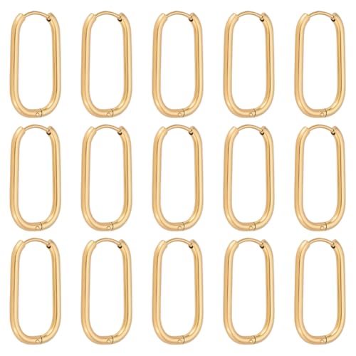 UNICRAFTALE 16 Pièces de Boucles D'Oreilles Créoles Ovales en Or de 23.5mm en Acier Inoxydable pour la Fabrication de Boucles D'Oreilles.