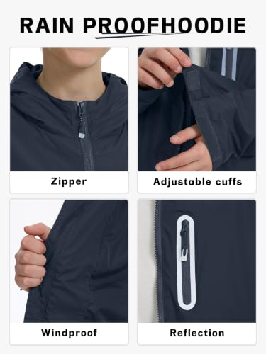Image of UIQUR Boys Girls Rain Jacket Kids Waterproof Raincoats 5-14 Years