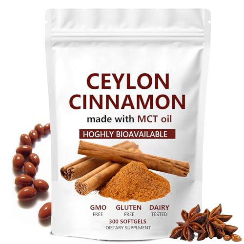 Ceylon Cinnamon SoftGels, 300 Softgels with MCT Oil |Non-GMO, Gluten Free & Easy to Swallow (1)