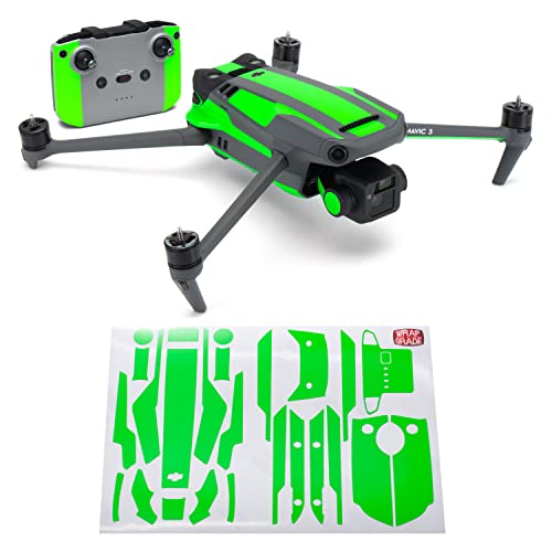 Image of WRAPGRADE Partial Skin Stickers for DJI Mavic 3 / Mavic 3 Classic Accent Color (NEON GREEN)