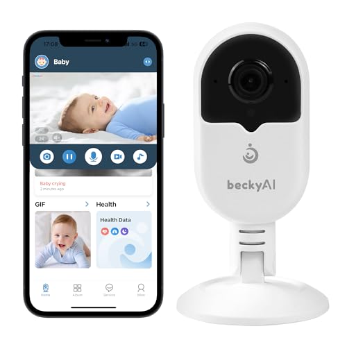 beckyAI Smart Baby Monitor Contact-Free with Sleep & Breathing Tracking, 2K Secure Wi-Fi Video...