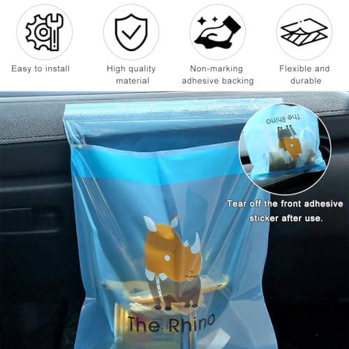 Image of 15 PCS Car Trash Bags, Easy Stick-On Disposable Car Garbage Bags Leak-Proof Vomit Bags, Waterproof Self Adhesive Cleaning Bags for Vehicles Bedrooms Offices, Car Accessories (Rhino)