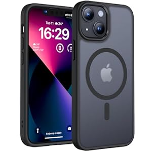 TOCOL Coque Magnétique pour iPhone 13 Mini 5,4 Pouces, Compatible avec MagSafe, Coque Mat Translucide Fine Antichoc, Noir