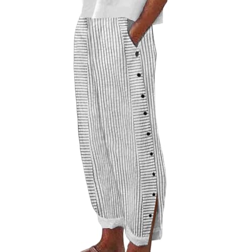Pantalon d'été Frais pour Femme en Lin de Coton Taille Haute Jambe Large Ample Long Léger Survêtement Doux Confortable Danse Pilates Yoga Pants Grande...