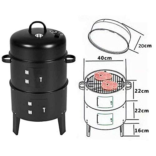 Image of 3-in-1 Barrel BBQ Charcoal Grill with Metal Skewers | Anti-Rust, Scratch & Deformation Resistant | Tandoor Grill for Home & Outdoor Parties (Black)