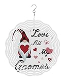 Happy Valentine's Day Wind Spinners for Yard and Garden Decor, Love All My Gnomes Wind Spinner Hanging Outdoor Metal Art Outside Decorations 3D Garden Wind Sculpture 8inch