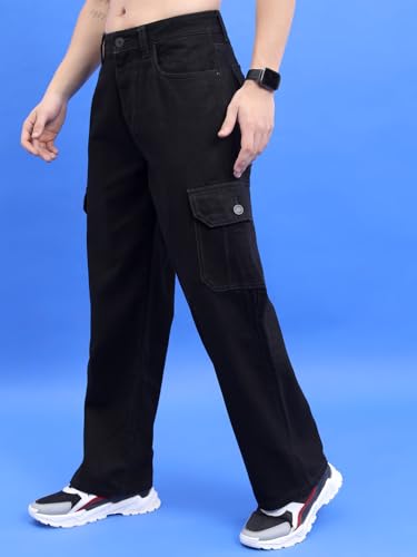 Image of Highlander Men's Regular Fit Cargo Pocket Jeans | Clean Look | Cotton Comfort | Utility Style