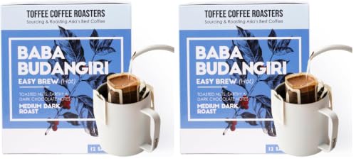 Image of Toffee Coffee Roasters | Baba Budangiri Coffee | As Seen On Shark Tank | Easy Brew (Hot Brew) Coffee Bag | Pack of 16 Sachets | Medium Dark Roast | Toasted Nuts, Earthy & Chocolate Notes