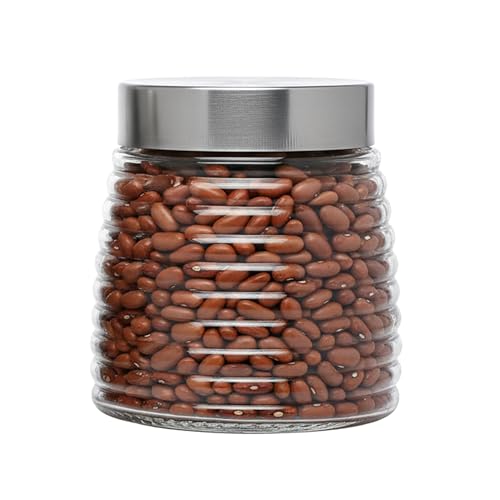 Image of Cutting EDGE 900ml Designer Glass Storage Jar, Silver (Set of 1)