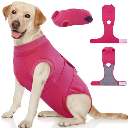 Kuoser Dog Surgery Suit Female Spay, Dog Recovery Suit Male Neuter, Pet Clothes Onesie for Surgery Anti Licking Abdominal Wounds Puppy Surgical Recovery Bodysuit Shirt, Substitute E-Collar &