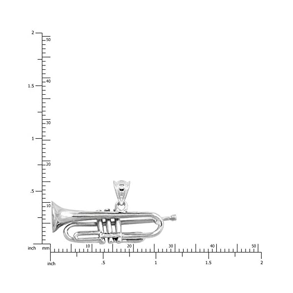 Honolulu Jewelry Company Sterling Silver Trumpet Bugle Necklace Pendant with 18" Box Chain