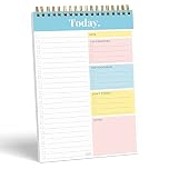 S&O Daily Planner Notepad for Productivity - 52 Page Office To Do List - Undated Coiled Note Paper Organizer - Spiral Desk Notebook Perfect for Setting Goals, Task Planning and Organisation- TURQUOISE