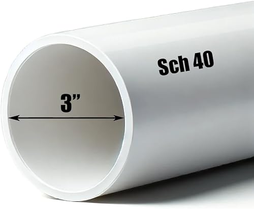 3 Inch Schedule 40 PVC Pipe – Rigid White PVC Plumbing Pipe for Drainage, Pool & Spa, Cold Water Applications – (3.5 Inch OD, 3.068 Inch ID) (60, Inches)