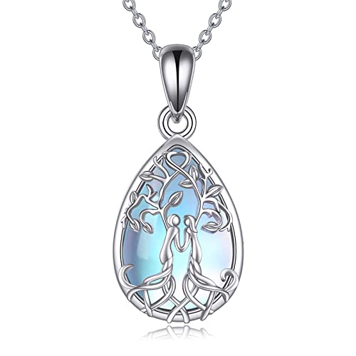 YFN Sterling Silver Tree of Life Abalone/Turquoise Pendant Necklace - Sister Gift for Birthday or Any Occasion