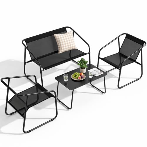 DUMOS 4-Piece Black Patio Set