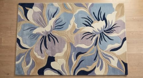 Image of Hand Tufted Premium Wool Floral Abstract Rug, Modern Botanical Flower Design Carpet for Living Room, Bedroom, Office & Home Decor Size 12x18 Feet