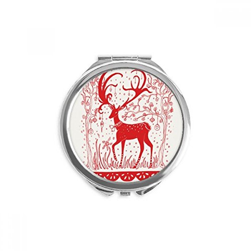 Miroir de poche cerf rouge pour retouches beauté miroir portable rond