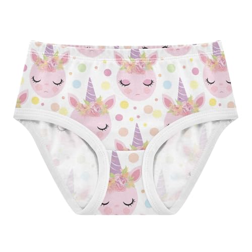 Wusikd Pink Unicorn Faces Girls' Underwear Cotton Cute Girls Briefs Soft Toddler Underwear 2T