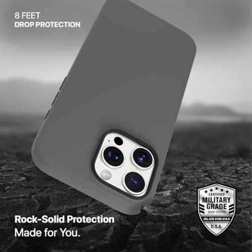 Image of CASEGEAR Silicone Snap Fit Back Cover Case Compatible with iPhone 16 Pro Max | 8 Feet Drop Protection | Compatible with MagSafe | 360 Protection | Shockproof & Scratch Resistant | Grey