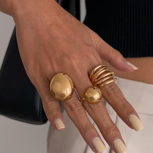 Image of Shining Diva Fashion Stylish Trendy Finger Rings Set for Women & Girls | Chunky Minimal Statement Ring Combos Modern Elegant Jewellery Collection