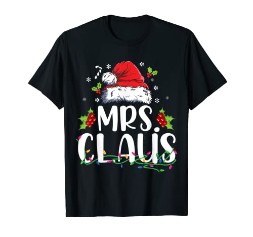 Mrs.Claus Santa Hat Matching Couple Christmas Pajama His/her T-Shirt