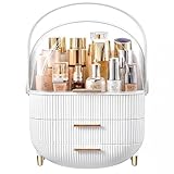 NestOrganix Makeup Organizer Skincare Organizers - Cosmetic Display Cases with Transparent Cover, SkinCare Organizers for Bathroom Countertop, Bedroom Vanity Desk, Lipstick Organizer, White