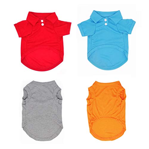 Tolog 4 Pack Dog T-Shirt Pet Summer Shirts Puppy Clothes For Small Medium Large Dog Cat，Soft And Breathable Cotton Outfit Apparel #TOP6