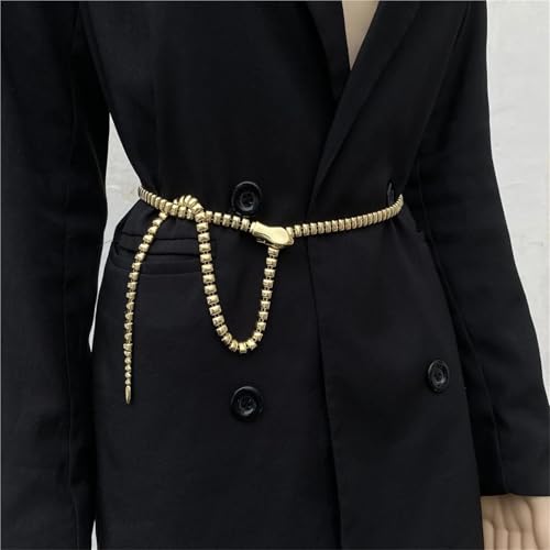 Decorative Belt Unique Snake Head Design Metal Waist Belt Metal Chain Belt For Women Mens Pants Skirt Coat Accessories for Country Concert Outfit(Gold)2